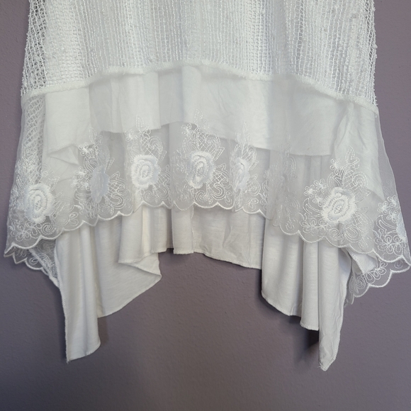 Cupio White High Low Dress with Lace And Sheer Detail - Picture 8 of 10